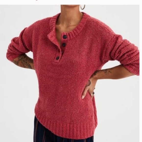 American Eagle Jegging Fit Henley Sweater - Picture 1 of 4